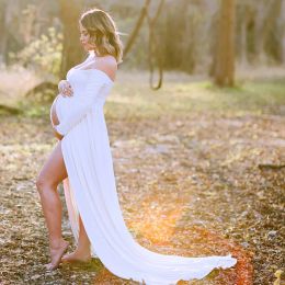 Supplies Sexy Summer Maternity Photography Props Grossesse Robe longue pour la séance photo Robes maxi sans bretelles