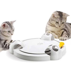 Benodigdheden Smart Teasing Cat Stick Elektrische grappige kat speelgoed Kat vangen muis Automatische draaiende draaitafel Amusement Plate Training Tool