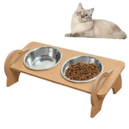 Suministros de cuencos de comida para gatos de acero inoxidable, alimentador doble elevado con soporte alto para perros y gatos, suministros de alimentación