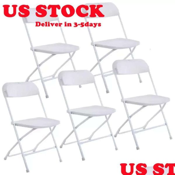 Supplies Stock US Festive Autres nouveaux chaises de pliage en plastique Party Party Événement Chaise commerciale White Beach Garden Park Supp Dhisz