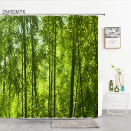 Supplies Summer Green Bamboo Forest Shower Curtain Plant Pays Natural Salle de bain Art Decor Curtain Accessoires de salle de bain Produits de salle de bain