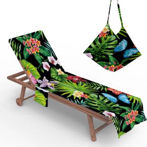 Supplies Summer Microfiber inclinable serviette de plage imprimé de sulagement de sulagement avec une chaise de chaise Lounger paresseuse de poche serviette de plage