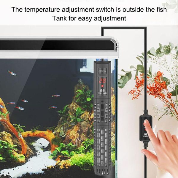 SUNSUN Chauffage d'aquarium submersible pour aquarium avec affichage LCD numérique réglable tige de chauffage de l'eau contrôle de température constante 500 W