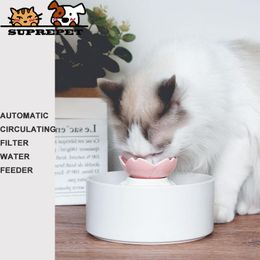 SUPREPET Keramische drinkbak Waterfontein voor katten Automatische bloemendrinker voor huisdieren Puppycyclus Filterdispenser Benodigdheden voor binnen voor honden