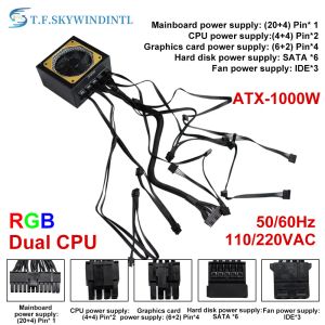 Suministros T.F.SkyWindIntl 1000W RGB ATX 1000 Watt PC Fuente de alimentación PC PS Modular PSU Gaming Minería Fuente de la computadora Fuente