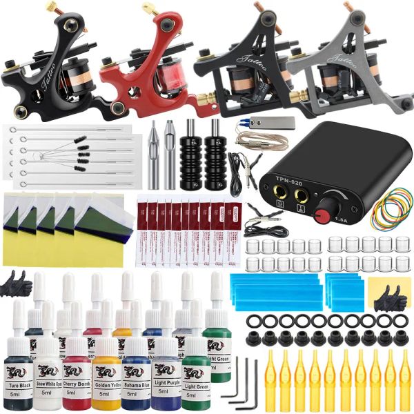 Supplies Tattoo Hine Kit Professional Tattoo Coils Hines Gun Set with Power Alimentation Tatouage Tatouage Art corporel pour les débutants