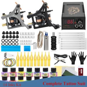 Suministros Kit de tatuaje Tatuaje de tatuaje Hine Set Tattoo Fuente de alimentación Agujas Tattoo Hine Kit para principiante Suministro de tatuaje