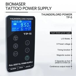 Suministros de alimentación de tatuaje Thunderlord TP5 Tatuagem para tatuaje Máquina rotativa Fuente de pantalla táctil Fuente digital LCD Potencia de tatuaje dual