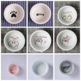 Fournitures TECHOME Nouveaux Modèles Mignons Bol En Céramique Pour Animaux De Compagnie Bol De Chat Mignon Bassin D'eau Pot De Chien Pot À Boire Pour Animaux De Compagnie Bol Rond En Céramique Mangeoires