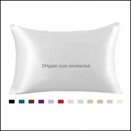 Suprimentos Têxteis Jardim 20*26 Polegadas Cetim Fronha Casa Mticolor Ice Silk Caso Zipper Dupla Face Envelope Cama Travesseiro Er Drop Delivery