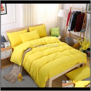 Benodigdheden Textiel Thuis Tuin Drop Levering 2021 Klassieke Simple Simple Color Beddengoed Sets Koning Koningin Volledige Twin Size Pure Yellow Duvet ER FLA