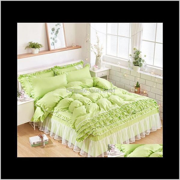 Fournitures Textiles Home Garden Drop Livraison 2021 Ensembles de literie blancs de luxe pour enfants filles Queen Twin King Size Couette Er Lace Bed306D