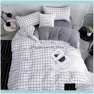Suministros Textiles Hogar Gardenbonenjoy Juego de cama Queen Color blanco Negro Tela escocesa Microfibra Impreso reactivo Juegos de ropa de cama King Size para B