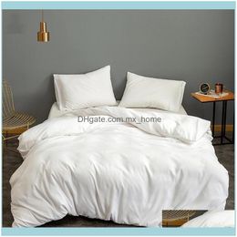 Benodigdheden Textiel Thuis GardenduVet ER Sets Queen Size White Color Plain Diled Linnen Enkel beddengoed Ropa de Cama Dubbele Bedden en Bed Set