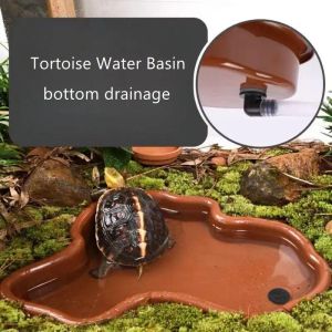 Supplies Tortoise Basin Water Reptiles Bathtub Turtle Tank Aménagement paysaging avec talons de paysage de tortue d'échelle Drainage du tuyau