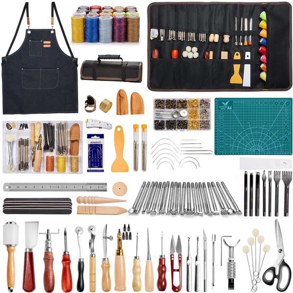 Fournitures, outils de travail Tuykay, tablier et sac de rangement, kits d'outils avec outils d'estampage, kit de rivets, kit de couture du cuir