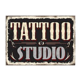 Supplies Affiche vintage Studio de tatouage Nom de la compagnie Signe en étain Plaque Plaque Shop Bar Pub Café Shop Wall Decoration Vintage Metal Plate