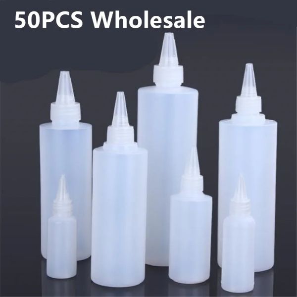 Supplies Wholesale 50pcs Plastique petites bouteilles compressées avec bouchon de colle de qualité alimentaire pour pigment / colle / condiments / tatouage pigment encre 2 # 1