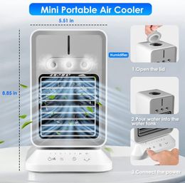 Supply Desktop USB Mini Desktop Spray Bevochtiging Koelventilator Batterij Luchtkoeler Thuiskantoor Airconditioner Fan groothandel