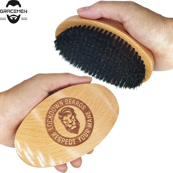 Suministro de cepillos para el cabello para Amazon MOQ 100 piezas OEM Logotipo personalizado Curva 360 Ondas Cepillos para barba de palma con cerdas de jabalí