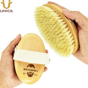 Fourniture pour Amazon MOQ 50 PCS OEM LOGO personnalisé Brosse de bain Ovale Manche en bois Brosses de nettoyage du corps avec poils de massage Salle de bain Hommes Femmes