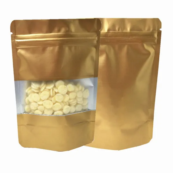Suministro de bolsas de Mylar con cierre de cremallera, ventana transparente mate para cierre de bolsa de papel de aluminio con cremallera, bolsas de paquete de bocadillos de caramelo, 10x15cm