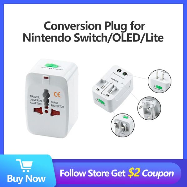 Suministros de enchufe de conversión para Nintendo Switch OLED Lite Compatible con varias versiones de enchufe Accesorios para consolas de juegos que no son de la marca Nintendo