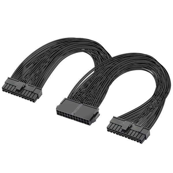 Suministra una fuente de alimentación de PSU dual de 24 pines ATX Cable de división de placa base, 24 pines (20+4) para el cable de extensión de la placa base ATX