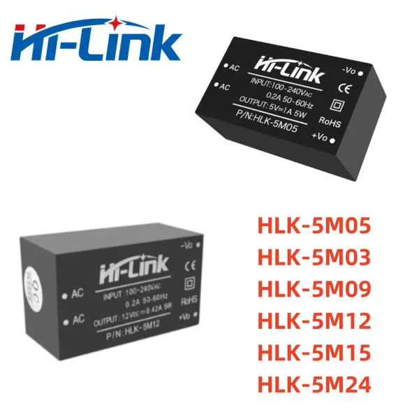 Fournitures Hilink 5M05 AC DC 220V à 3,3V 5V 9V 12V 15V 24V 5W Module d'alimentation HLK5M05 Convertisseur à pas réglable Home Smart Home