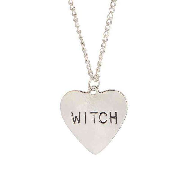 Soutenir le cœur de la sorcière personnalisé cœur gravé sorcellerie gothique Wiccan Halloween goth bijoux femmes Collier cadeau pour sorcières G220310