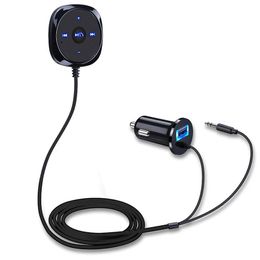 Ondersteuning Siri Handen Draadloze Bluetooth Carkit 3 5mm AUX Audio Muziek Ontvanger Speler Handen Speaker 2 1A USB auto Charger285r