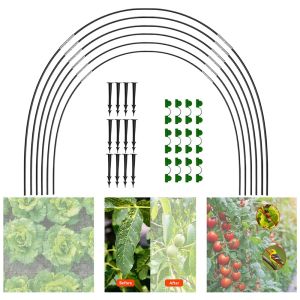 Ondersteunt Greenhouse Grow Tunnel Garden Kit Spikes Clips Detachable Fiberglass Grow Tunnel Frame herbruikbare kas tunnel