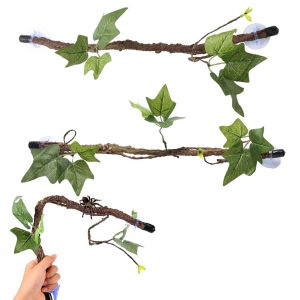 Prend en charge les vignes grimpantes pour reptiles, 2 pièces, décoration de plantes de Terrarium avec ventouse, Branches en plastique, réservoir pour animaux de compagnie, décor de Terrarium pour habitat