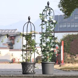 Supports Tour Obélisque Treillis De Jardin Cage À Plantes en Métal Support De Fleur pour Plantes Grimpantes Vignes Roses Revêtement PE Cadre en Acier pour l'extérieur