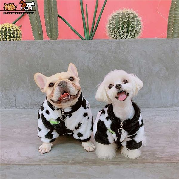 Ropa de piel de conejo SUPREPET para mascotas, ropa gruesa de invierno para perros, lana de vaca, Bulldog francés, Yorkie, Chihuahua, abrigo suave y cálido para cachorros 211013