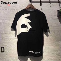 Supzoom arrivée marque vêtements court tricoté col rond hors décontracté hommes t-shirt hommes Hip Hop impression loisirs coton t-shirt Homme