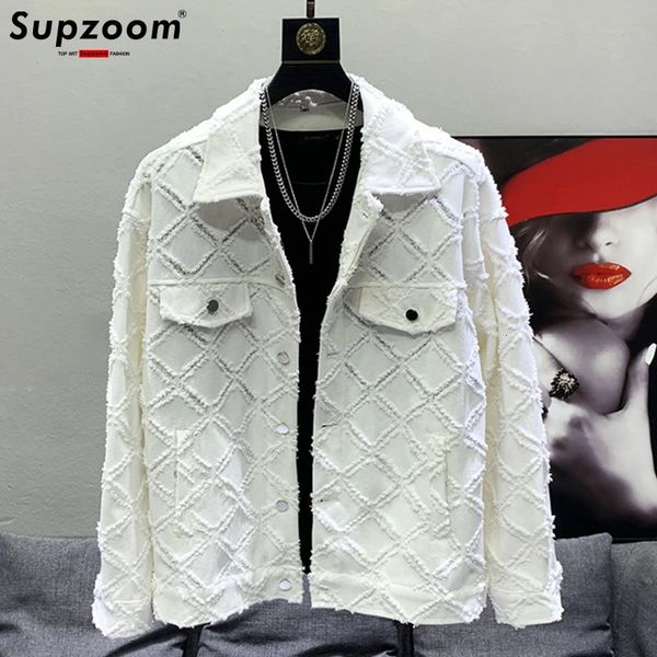 Supzoom Arrivée Top Fashion Men de jean décontracté denim Single Breasted Cotton Solid Tal-Down Borner Bomber Jacket 240327 Coton