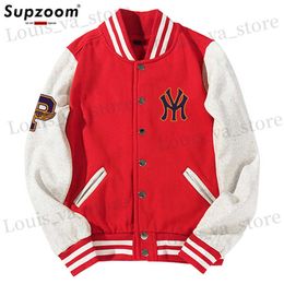 SupZoom nieuwe aankomstbrief rib mouw katoen top mode met eencasual print honkbaljack losse vestjas t230819