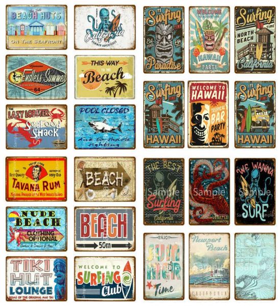 Carteles de hojalata para Surf y playa, decoración de pared con placa de Metal de ron Tavana para Bar en la playa, casa de playa, Club de Surf, pintura decorativa hawaiana 7981878