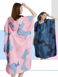 Surf Poncho Towel QuickDry Hoodie MicroFiber Beach Robe Veranderend zwemmen voor volwassenen A5 240422