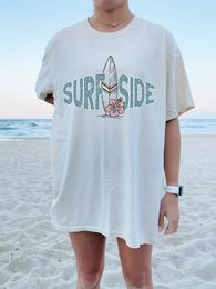 Prints latéraux de surf Femmes Coton Coton Soue Summer Soufflement Tee Soft Vêtements Personnalités décontractées Tops Allmath Femme Tshirts 240409