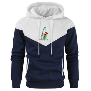 Surf ours en peluche avec les mains dans les poches pulls à capuche pour hommes rue Hip Hop à capuche poche polaire sweat col rond pull hommes vêtements