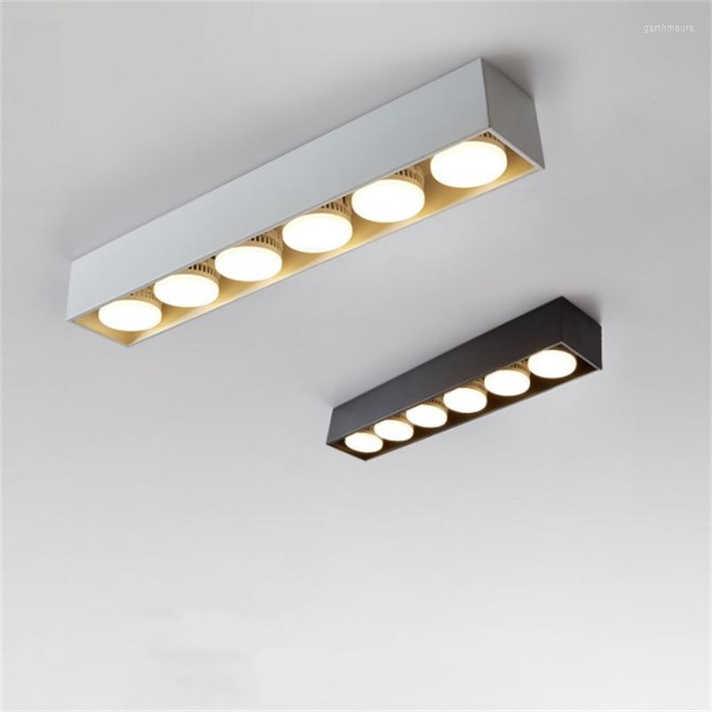 Oppervlakte -montage Lang LED -downlight met vervangbaar GX53 -lamp Zwart Wit Spot Licht voor Living Room Slaapkamer Winkel KTV