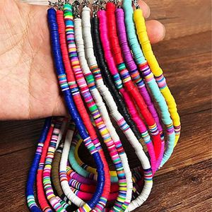 Surfer Choker Boho Sieraden Lichtgewicht Kleurrijke Afrikaanse Vinyl Disc Kralen Ketting voor Vrouwen Girls214Z