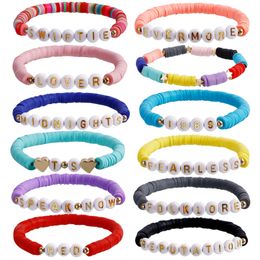 Surfer Heishi Charm Armbanden Taylor Swiftie Disc Stretch Kralen Strengen Zachte Klei Reputatie Brief Pulseras Afrikaanse Vriendschap Polsbandje Boho Strand Sieraden