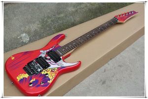 Surfen patroon 24 Frets rode lichaam elektrische gitaar met Tremolo Bridge, HH pickups, kan worden aangepast