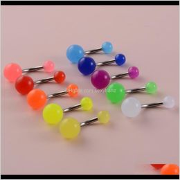 Chirurgische stalen staafringen gloeien in de donkere tong Barbell Lumineuze acryl ball navel ring piercing q sqctjm vsch byjkq