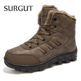 Surgut Brand Winter Fur Avondmaal Warme sneeuwlaarzen voor mannen Volwassen mannelijke schoenen Non Slip Rubber Casual Work Safety Casual enkellaarzen 201026