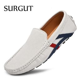 SURGUT sans lacet hommes mocassins en cuir véritable paresseux chaussures Mocasines conduite décontracté pour Style Unique appartements grande taille 3849 240124