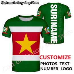 SURINAME camiseta diy nombre personalizado gratis número sr camiseta nación bandera holandés sranan sarnam sur país imprimir p o texto ropa roja 220616